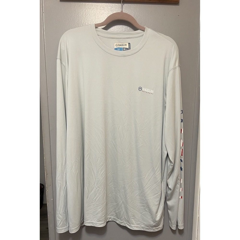 Magellan Outdoor Pro Angler 2XL Shirt nylon, Moisture Wicking, Gray  Cool